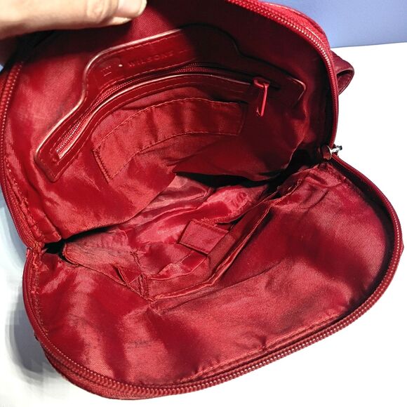 Wilsons Leather Red Leather Backpack Purse Shoulder Bag - Picture 14 of 16